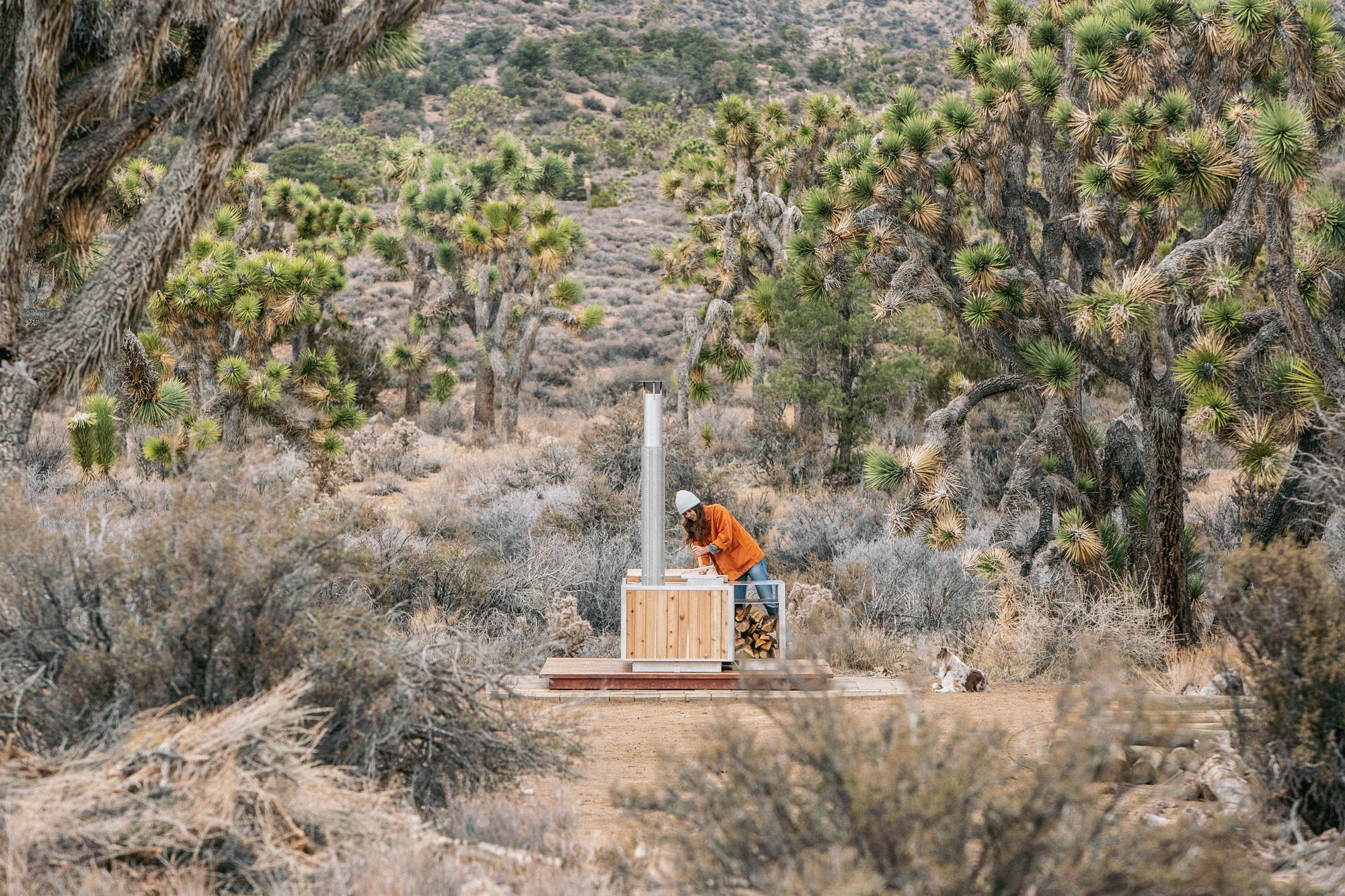 Lindsey Bro with a GOODLAND Wood Fired Hot Tub