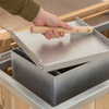 wood fire stove box with wood handle