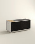 cold plunge tub - black wood and stainless steel