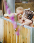 wood fired hot tub with kids