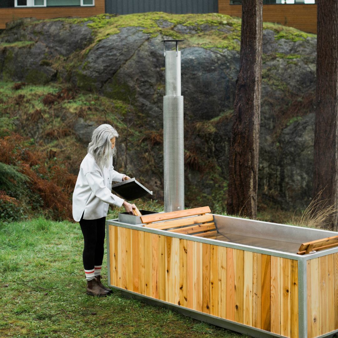 wooden hot tub wood burner