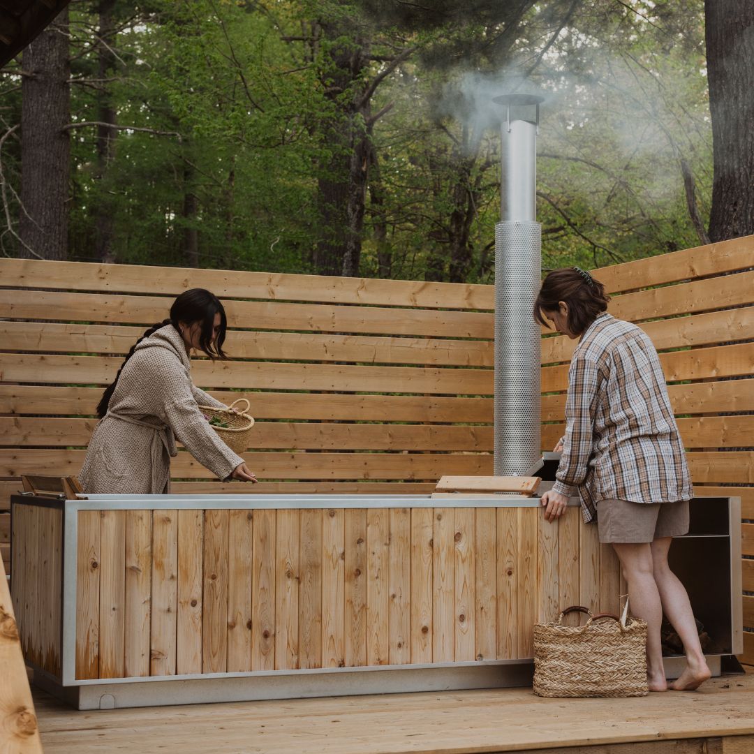 wood heated hot tub