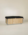 modern outdoor cedar tub and insulated cover