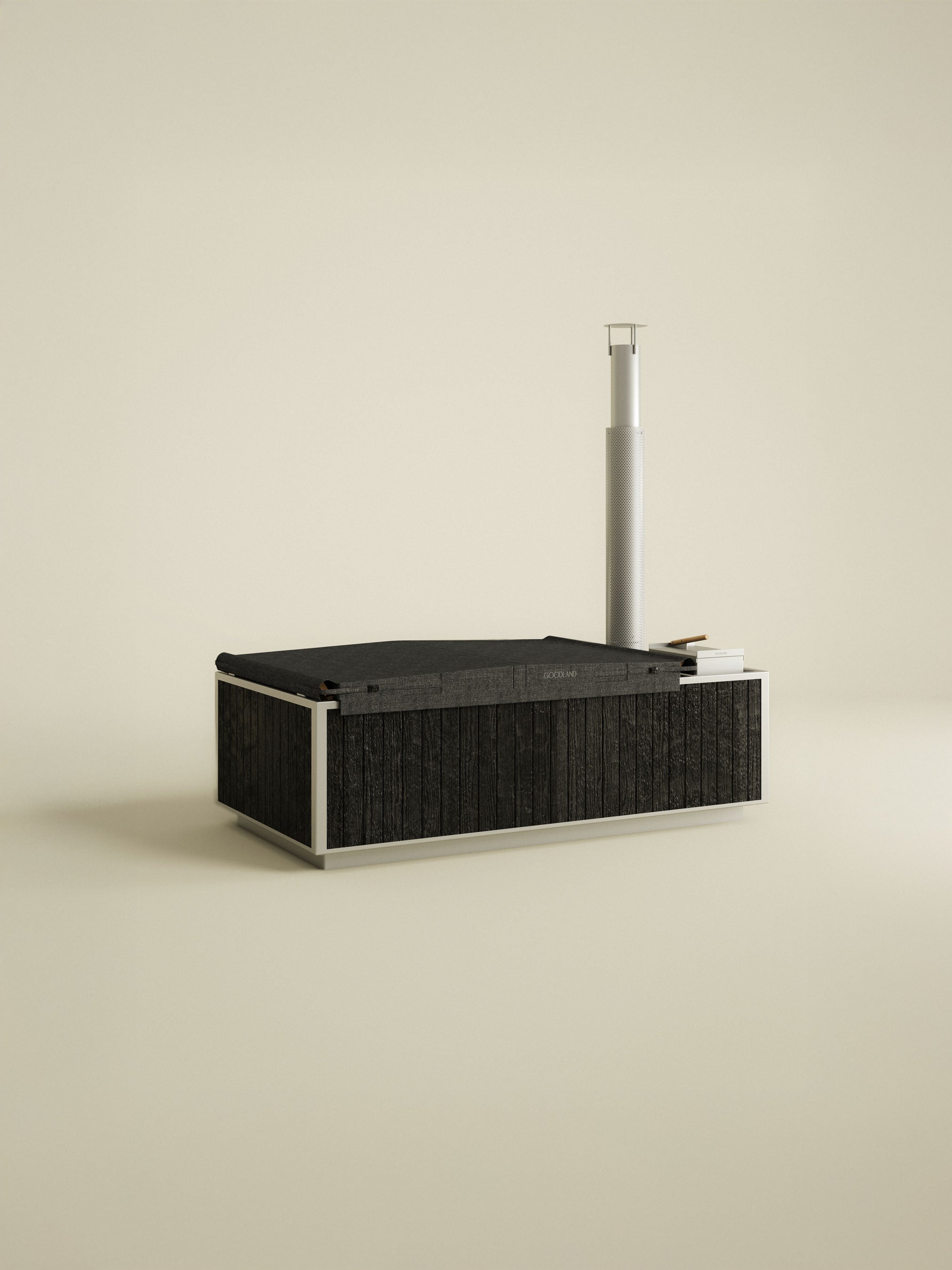 Black Wood Burning Hot Tub with cover