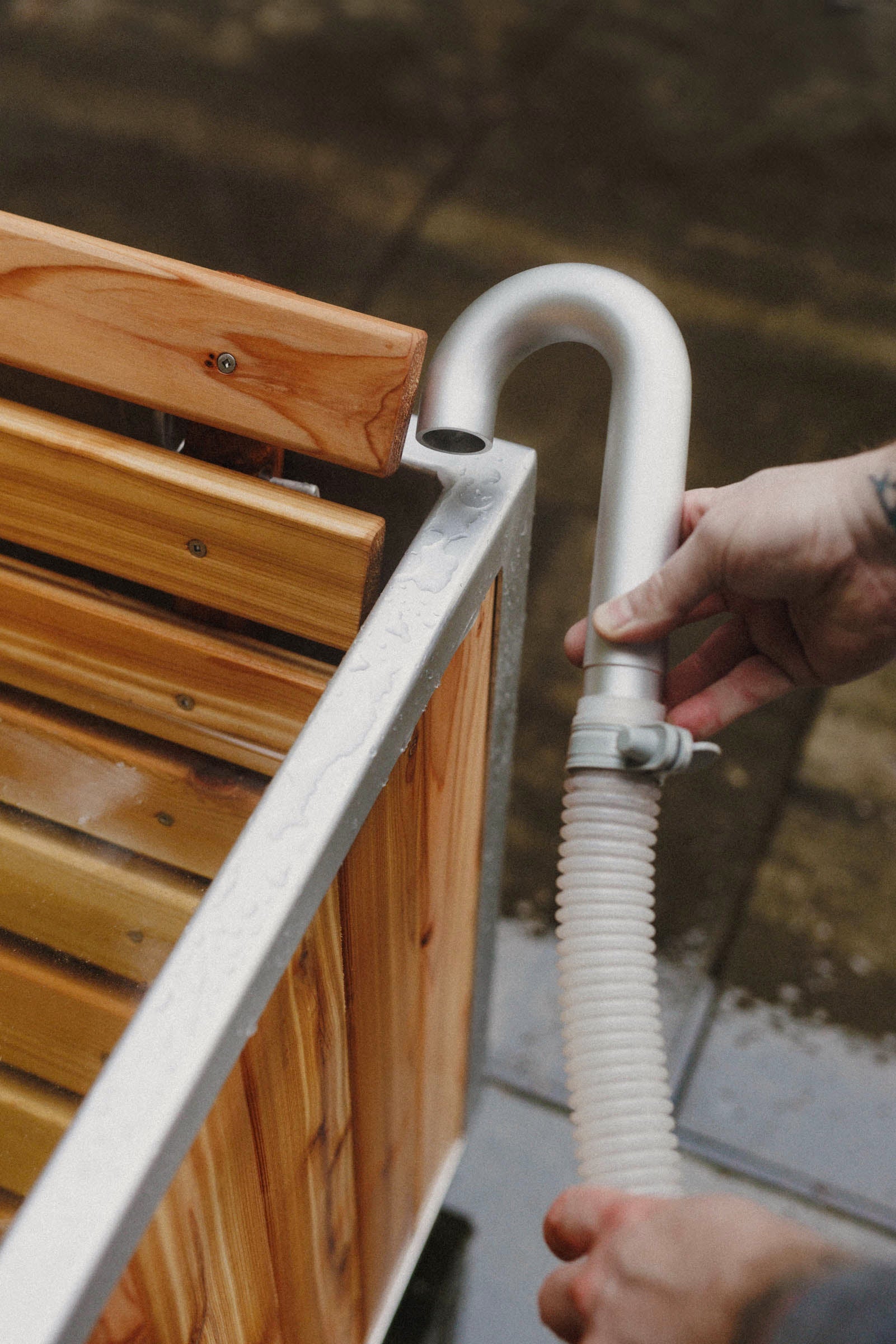 wood fired hot tub filter - spout