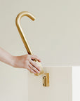 Brass outdoor faucet sliding onto mounting block for flexible use