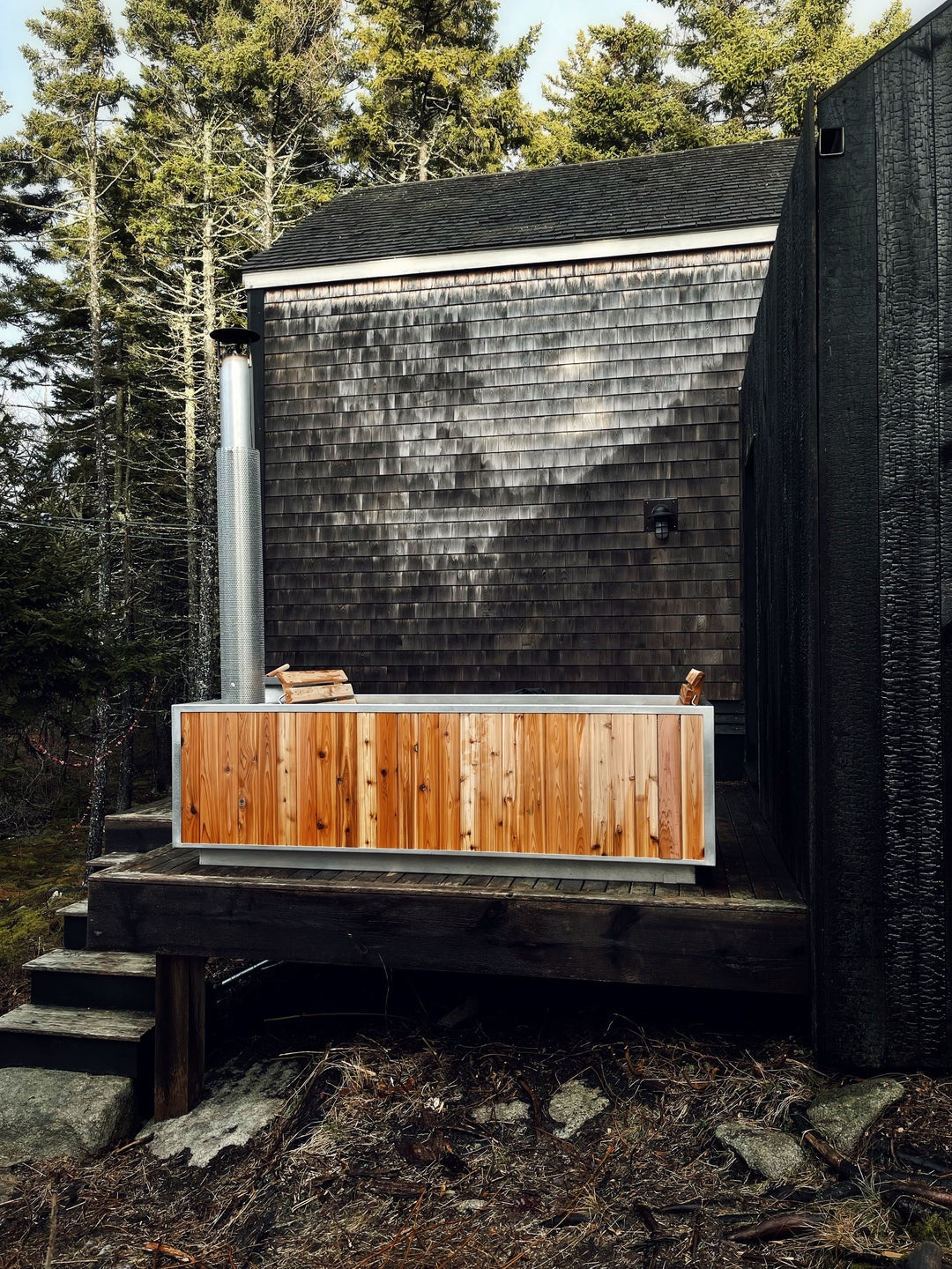 Wood burning hot tub at Soot House