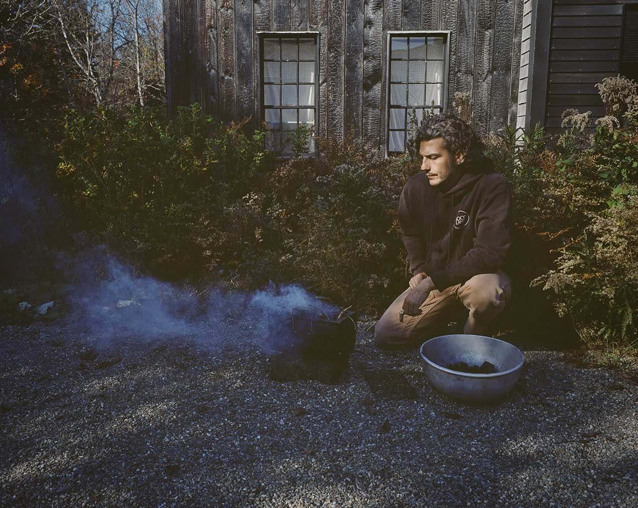 Anthony Esteves making black soot paint