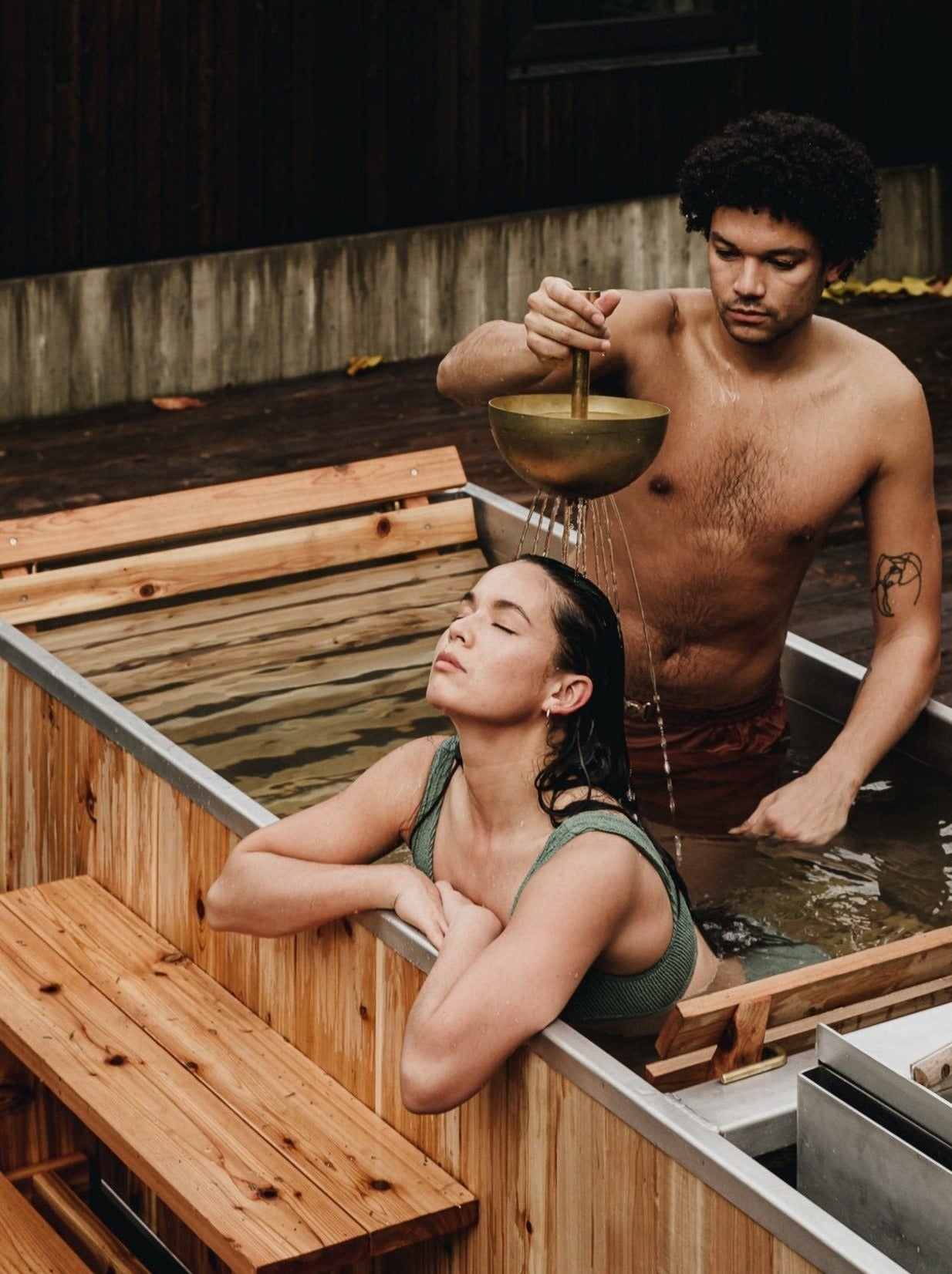 bath ritual with hand shower