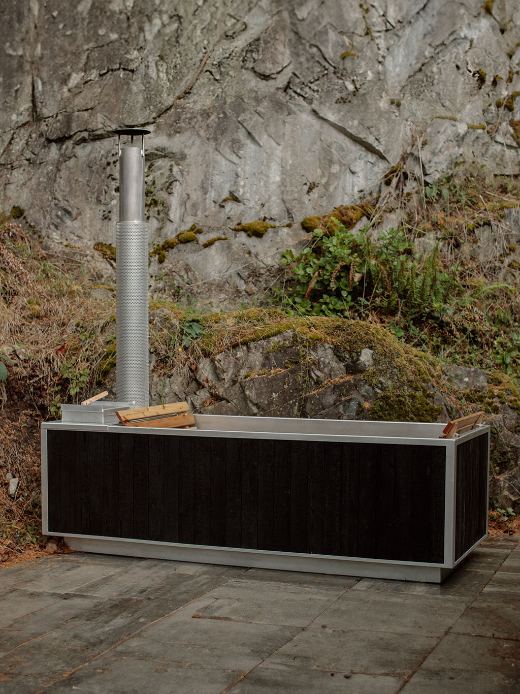 black wood burning hot tub