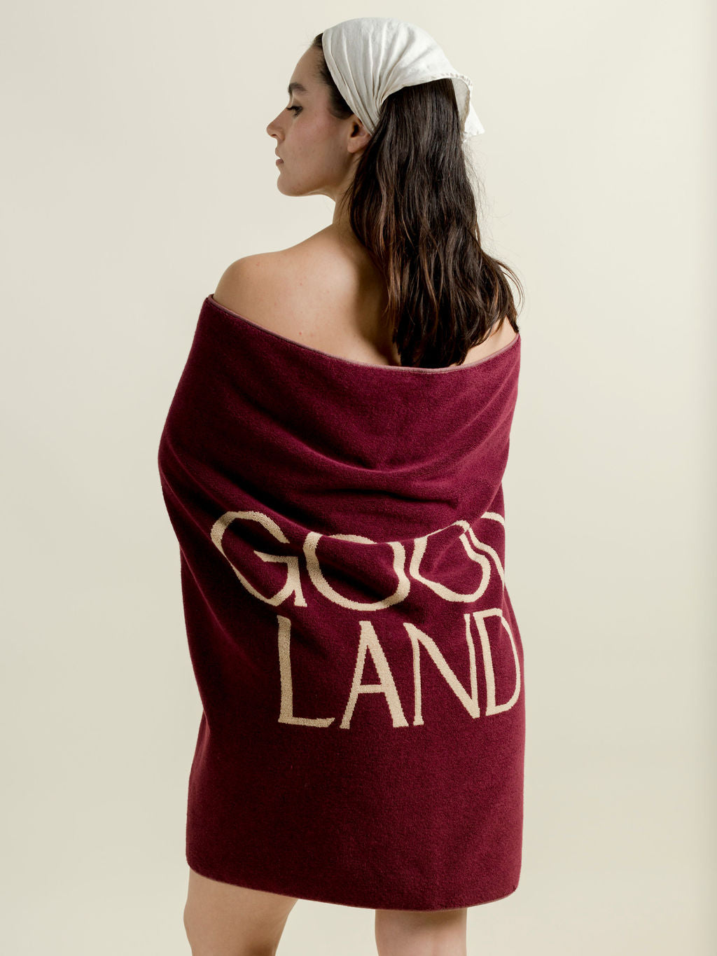 oversized bath towel in burnt umber