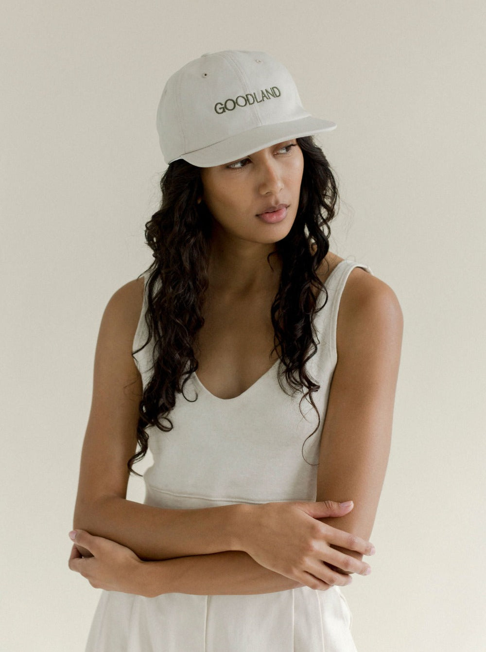 beige baseball cap