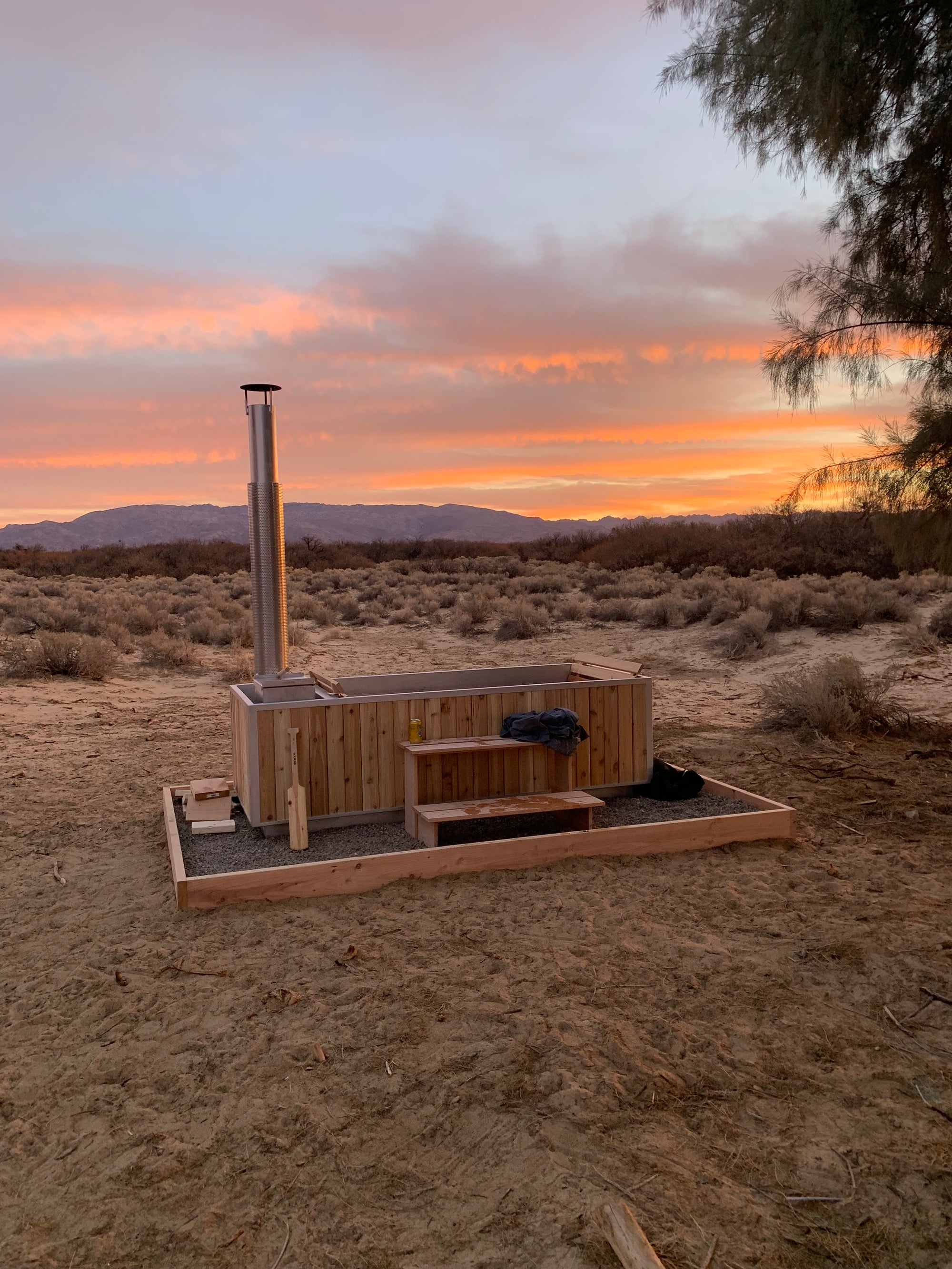 goodland wood fired hot tub made out of red cedar