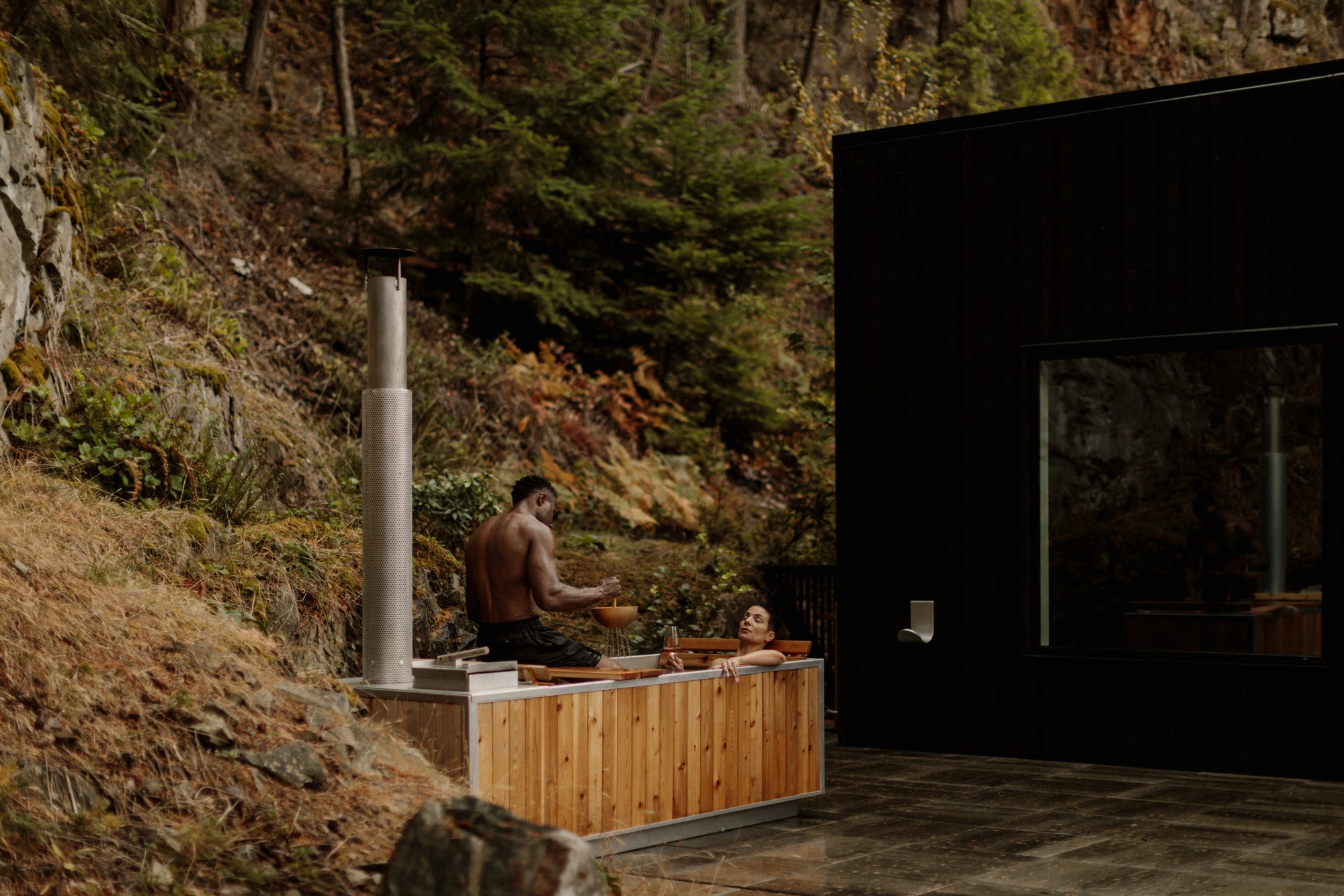 goodland wood fire heated hot tub