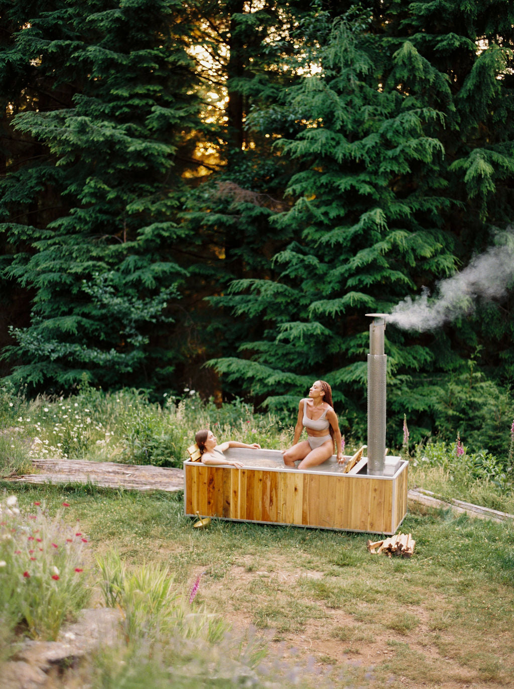 Wood Burning Hot Tub - rectangular hot tub