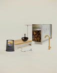 Set of accessories for a wood burning hot tub 