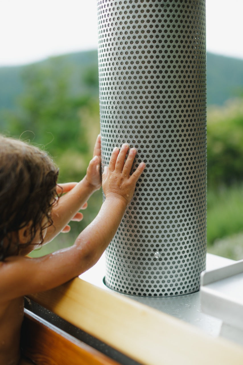 child-safe chimney on wood fired hot tub