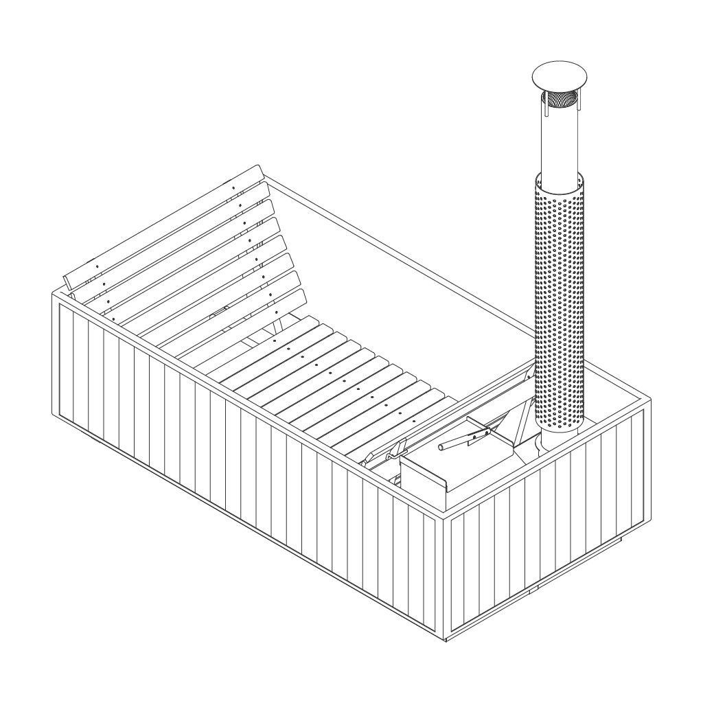 wood burning hot tub 4+ person illustration