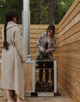 firewood holder for outdoor wood fired hot tub