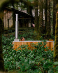 wood fired hot tub in nature 