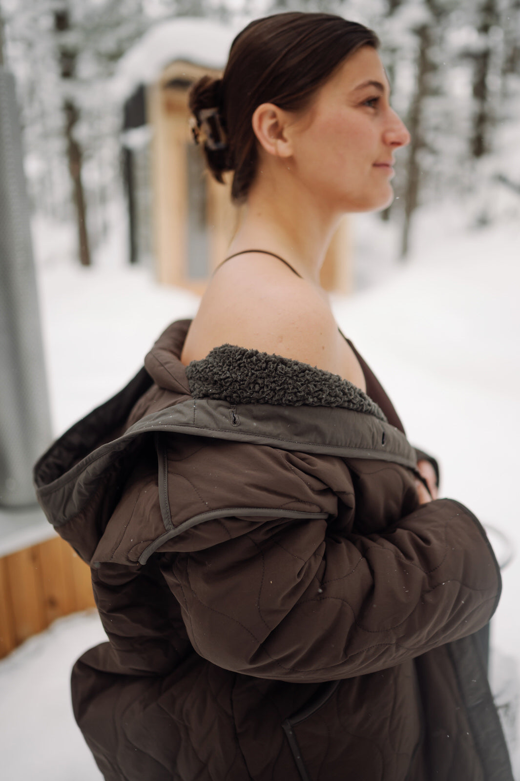 sherpa lined hooded outdoor robe