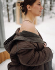 sherpa lined hooded outdoor robe