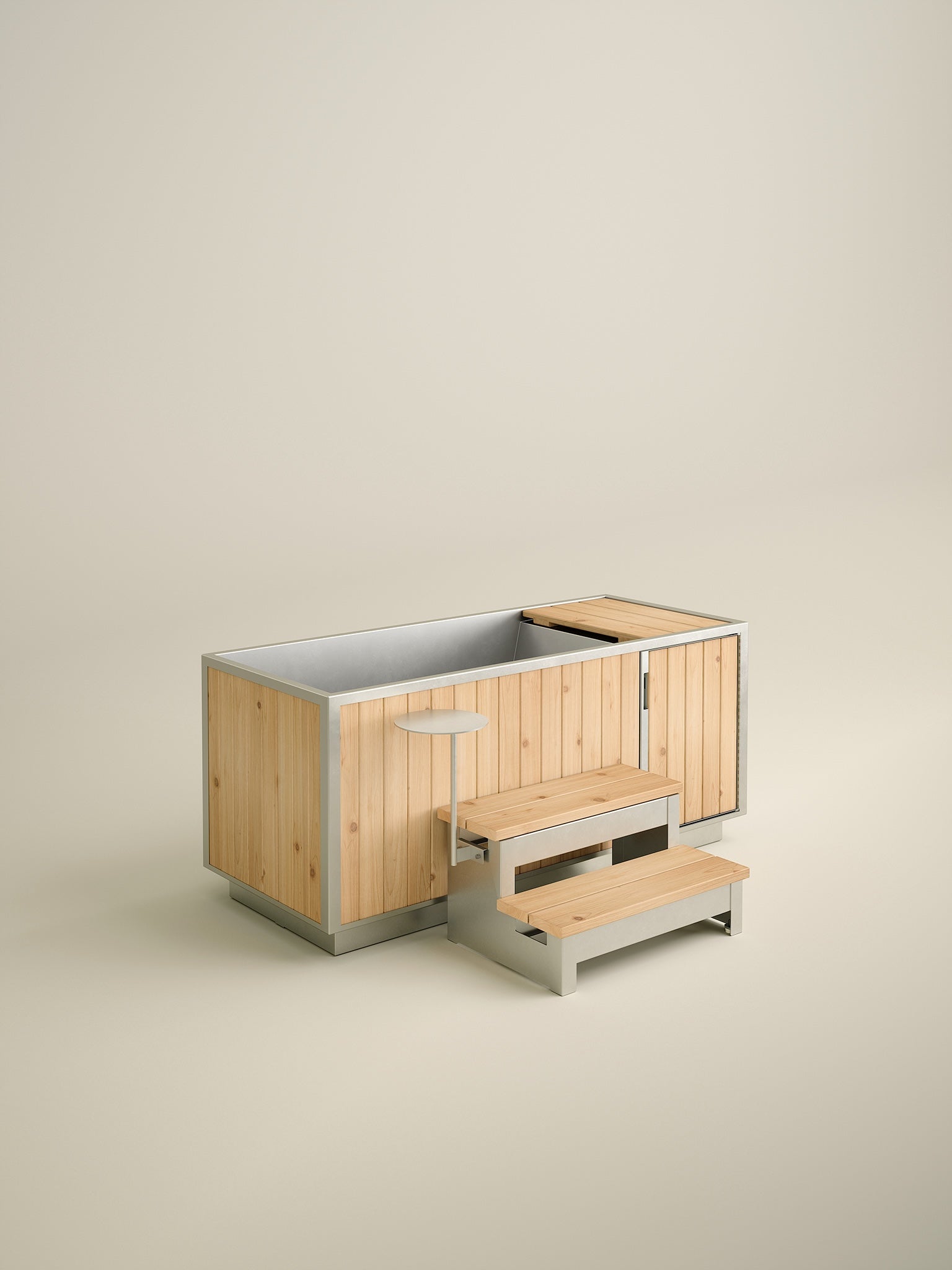 tubside station steps and table for cold tub #option_double