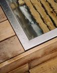 Stainless steel outdoor drop in soaking tub close up