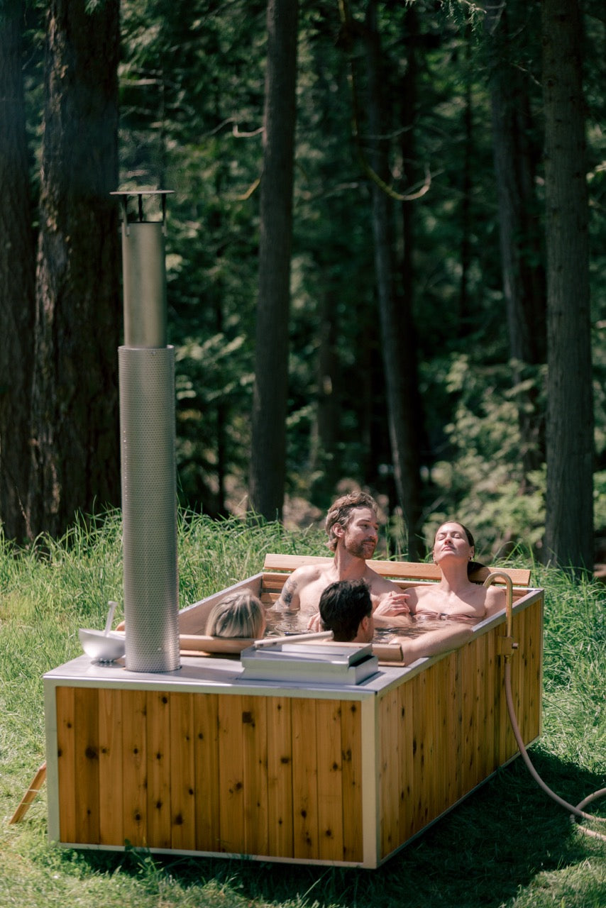 wood fired cedar hot tub 