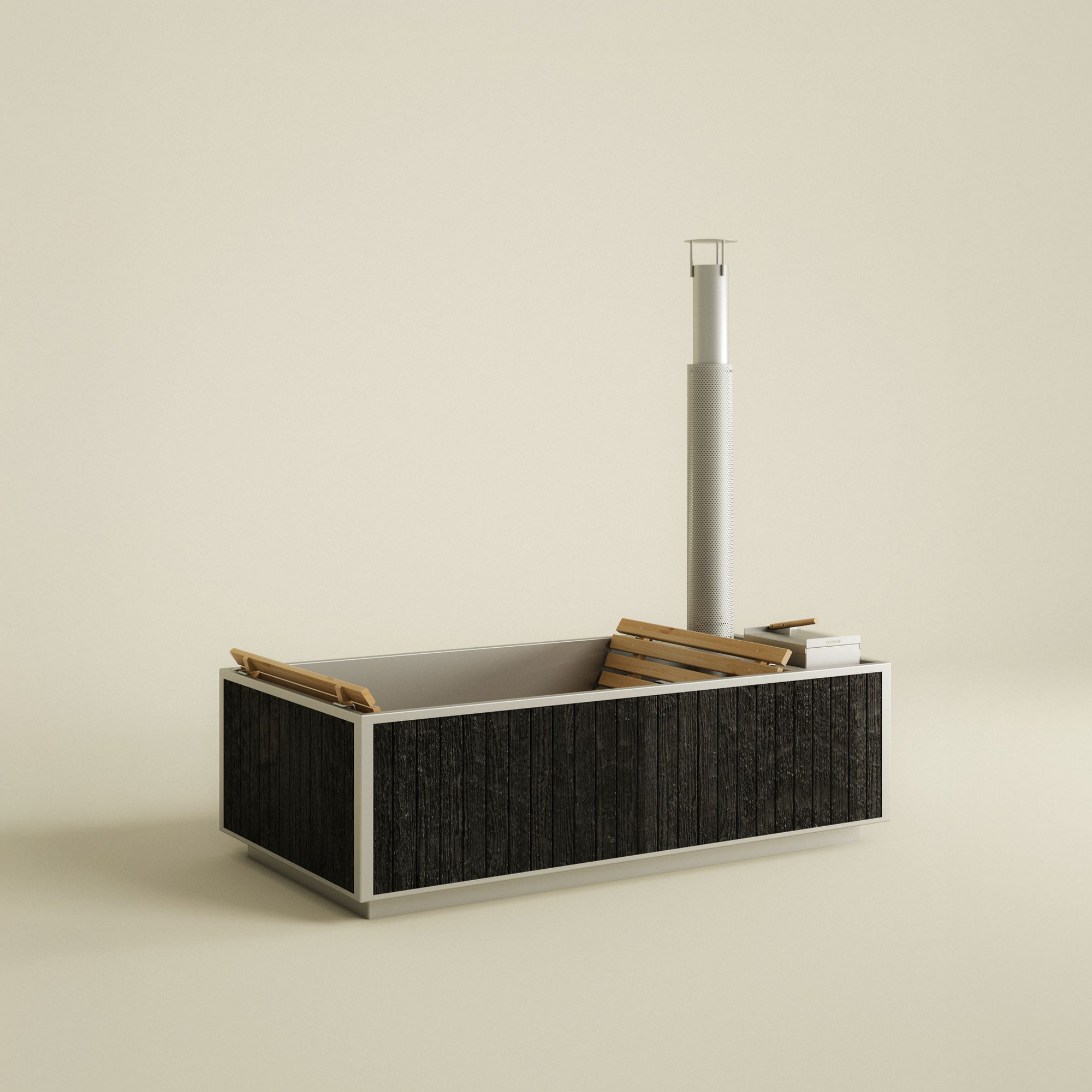 wood burning hot tub 4+ in black