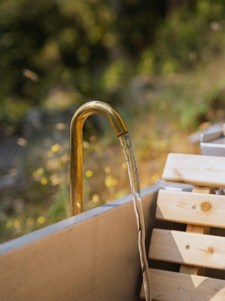 filling a hot tub with the brass faucet