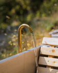 Filling a hot tub with the brass faucet