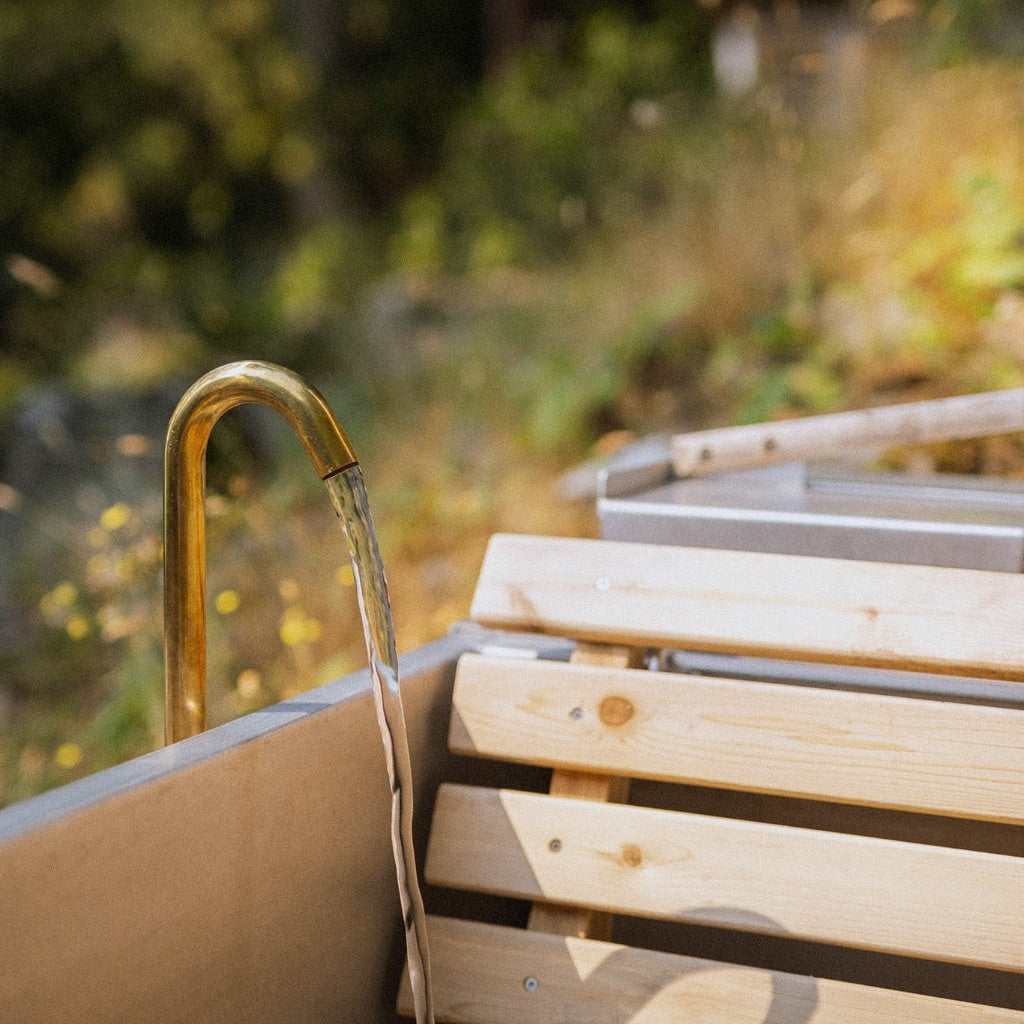 outdoor faucet for filling wood burning hot tub