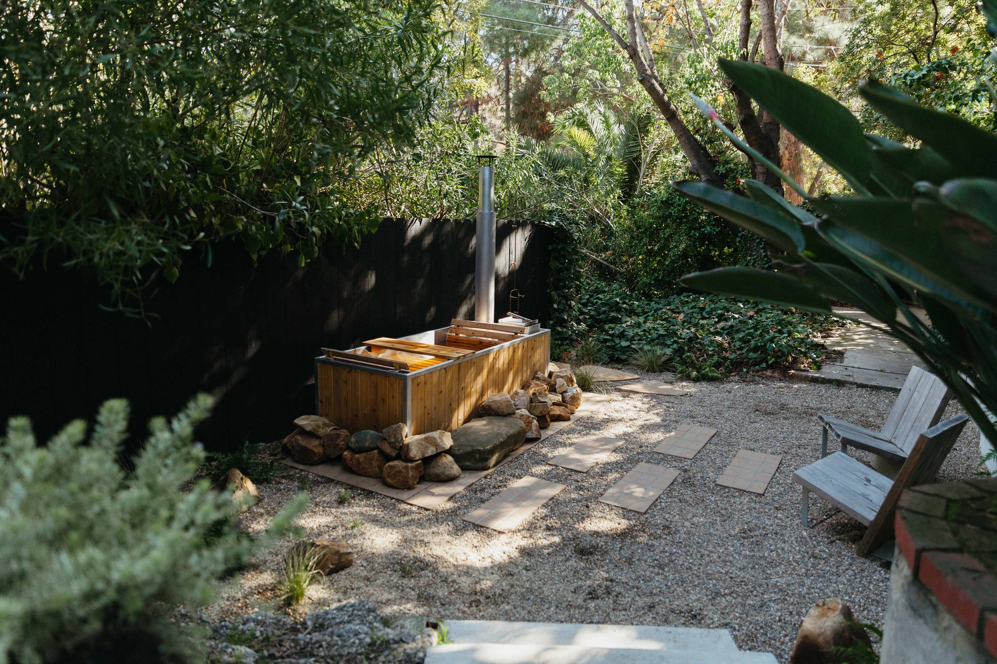wood fired hot tub setup idea
