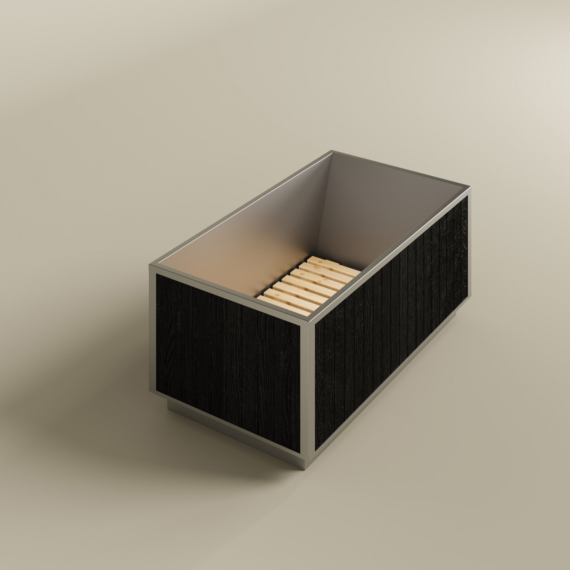 free standing soaking tub in Soot Black finish