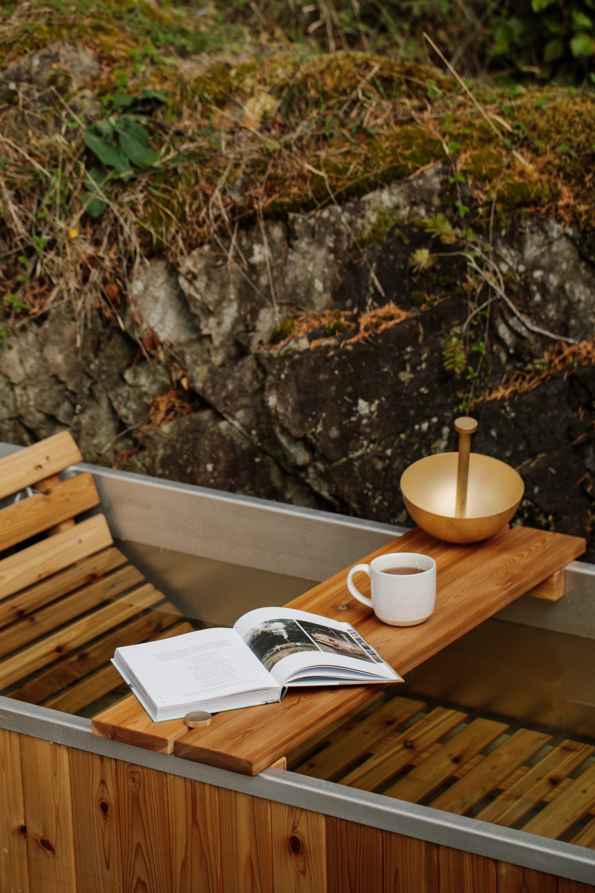 bathing accessories with hot tub