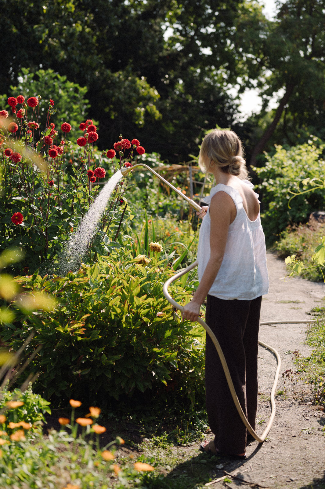 watering wand in brass to get more reach in the garden