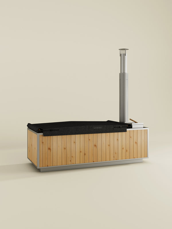 wood fired hot tub with cover #color_natural_cedar