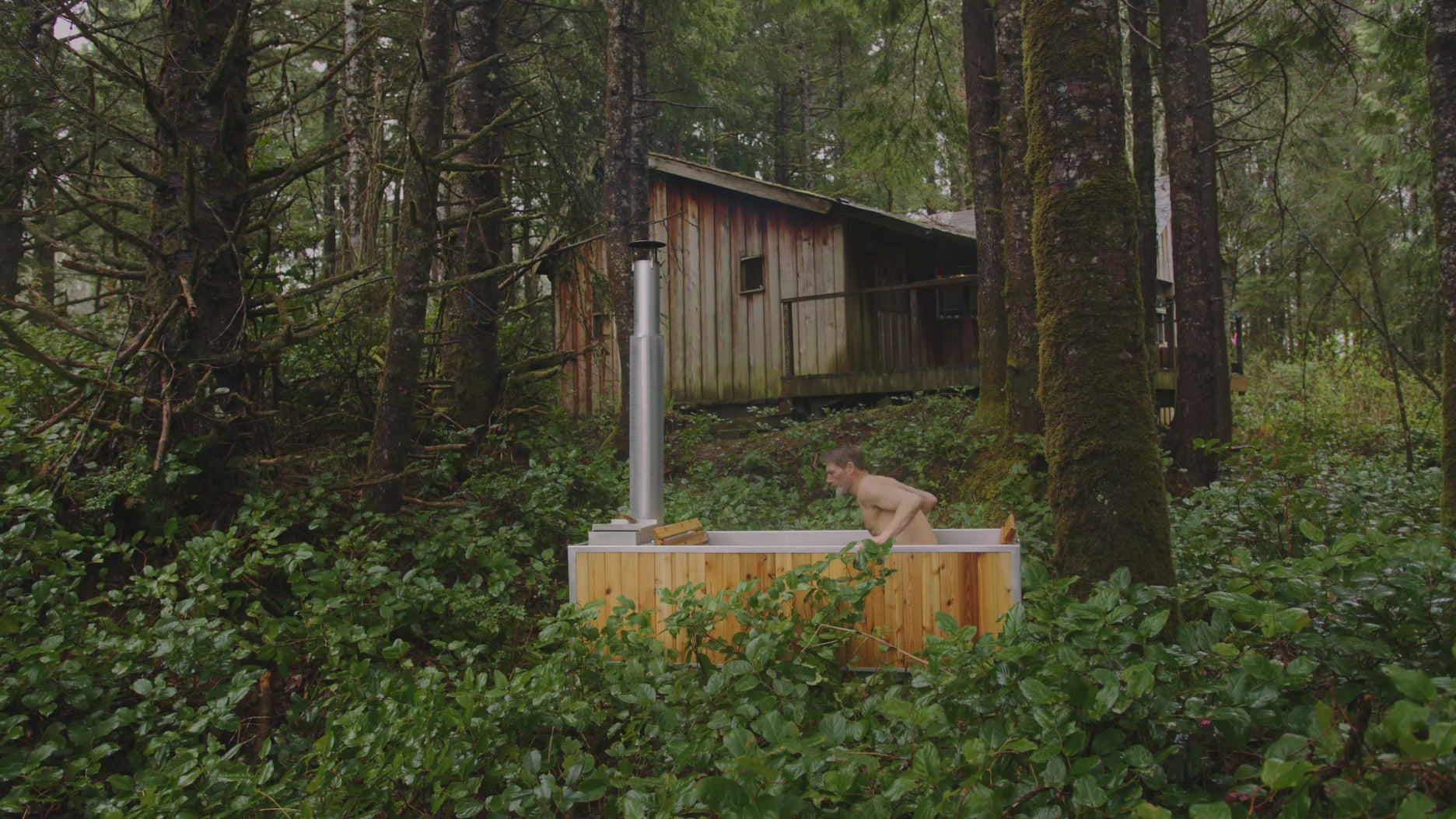 Outdoor wood burning hot tub