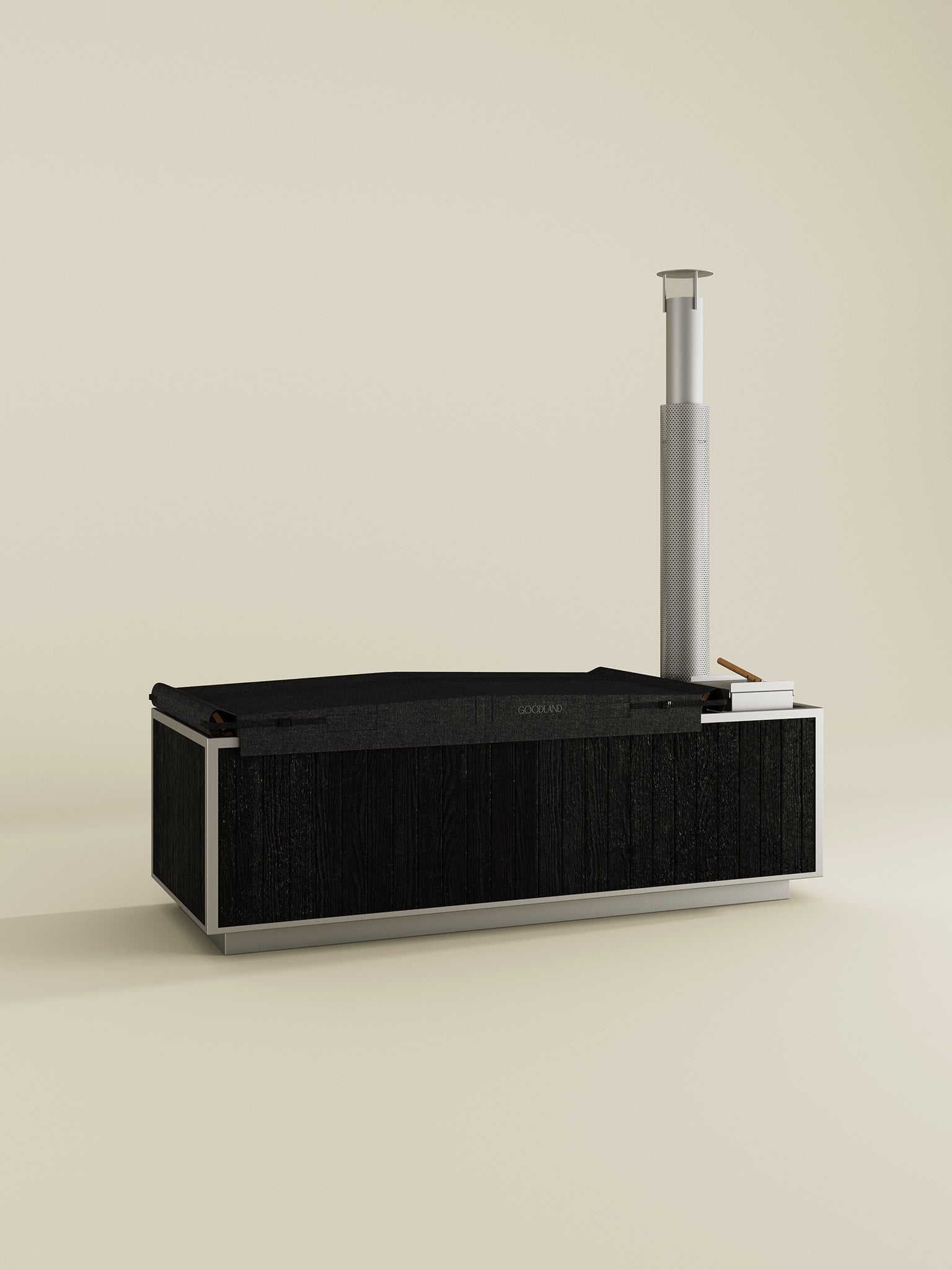 black wood fired hot tub with cover #color_soot_black